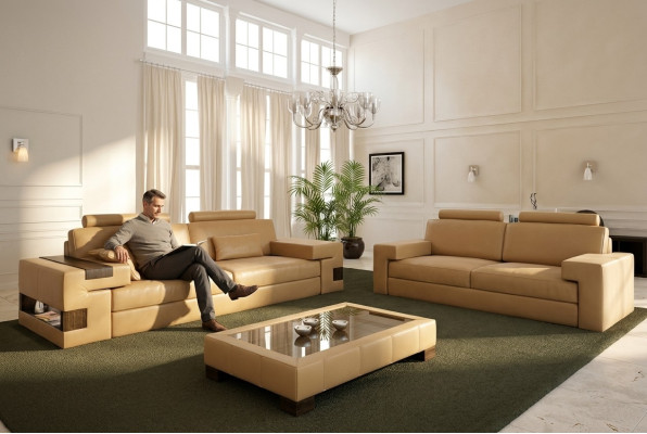Skórzana sofa USB Nowoczesny Zestaw sofowy 3+2+1 Kanapa Siedziba Podkładka Sofa Ustawić Zestaw