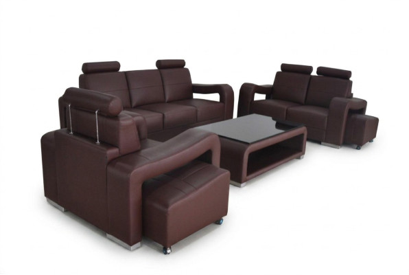 Living Skóra Sofa Krajobrazowa + USB Ustawić Narożnik Sofy Siedziba Obcios Nowa Podkładka