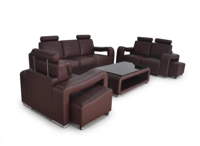 Living Skóra Sofa Krajobrazowa + USB Ustawić Narożnik Sofy Siedziba Obcios Nowa Podkładka