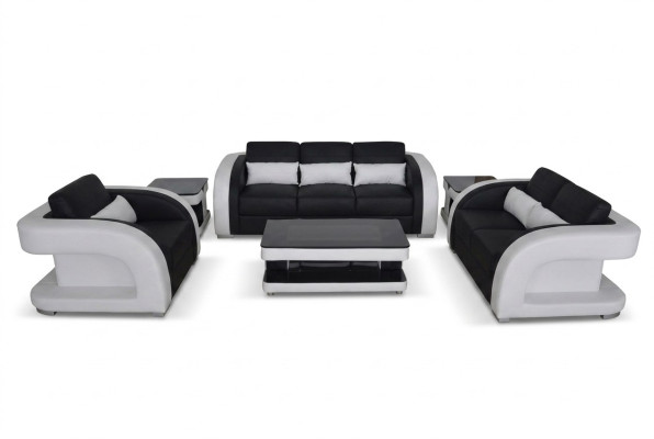 XXL Skóra Żywy krajobraz Ustawić Design Nowoczesna Sofa + USB Obcios 3+2+1 Nowość