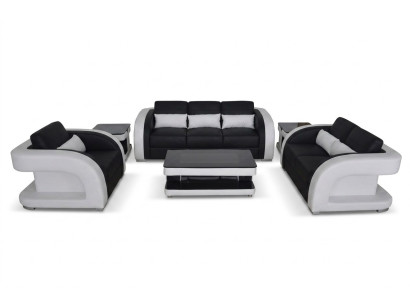 XXL Skóra Żywy krajobraz Ustawić Design Nowoczesna Sofa + USB Obcios 3+2+1 Nowość