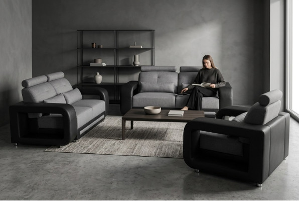 Sofa z USB Ustawić Kanapa Podkładka Design Siedziba Kompletny Zestaw Skóra Materiał Nowy