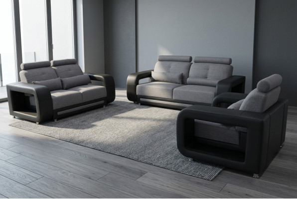 Sofa z USB Ustawić Kanapa Podkładka Design Siedziba Kompletny Zestaw Skóra Materiał Nowy
