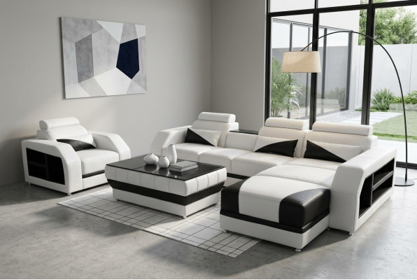 Skóra Narożnik Sofa z USB Ustawić Sofy Kanapy Podkładka Żywy krajobraz Fotel Narożnik