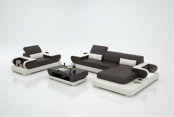 Design XXL Duża Sofa Narożnikowa kanapa z USB Ledersofa Couch Podkładka Narożnik Żywy krajobraz