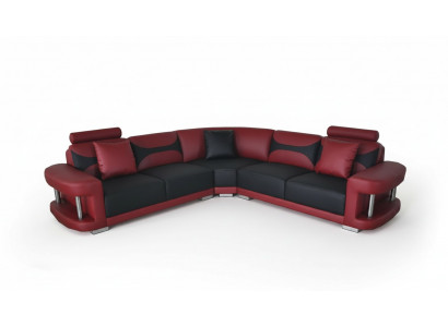 Skóra Modern XXL Couch Żywy krajobraz Skórzana sofa Zestaw sofowy Sofa L-Shape z USB