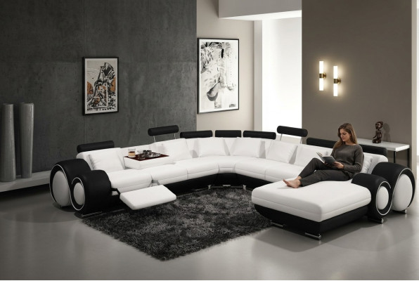 Skóra Sofa z USB Couch XXL Żywy krajobraz Ledercouch Big Sofas Narożnikowa kanapa