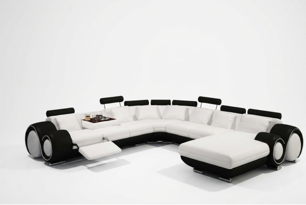 Skóra Sofa z USB Couch XXL Żywy krajobraz Ledercouch Big Sofas Narożnikowa kanapa
