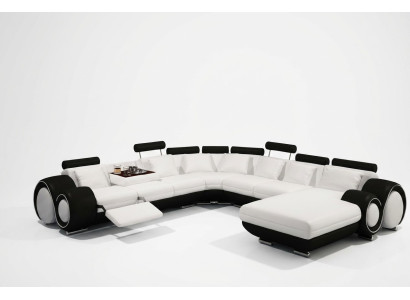 Skóra Sofa z USB Couch XXL Żywy krajobraz Ledercouch Big Sofas Narożnikowa kanapa