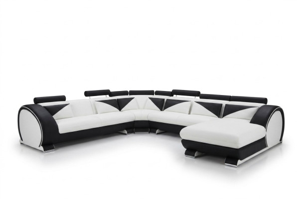 Skórzana sofa U kształt z USB Narożnikowa kanapa Podkładka Sofa Skóra Kanapa Siedziba Narożnik Ustawić Narożnik