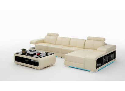 Nowoczesna sofa Narożnikowa kanapa ze Skóra w kształcie litery L w pięknym, nowoczesnym, designerskim stylu