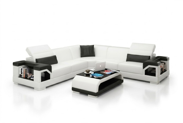 Skórzana sofa kanapa Żywy krajobraz Narożnik kanapa Narożnik Ustaw Design Nowoczesna Sofa z USB