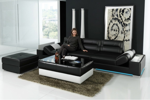 XXL Big Sofa Lounge Club 3+3 miejsce do siedzenia Wielofunkcyjna kanapa Skórzana kanapa + USB + LED