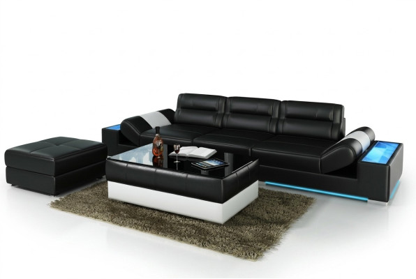XXL Big Sofa Lounge Club 3+3 miejsce do siedzenia Wielofunkcyjna kanapa Skórzana kanapa + USB + LED