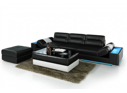 XXL Big Sofa Lounge Club 3+3 miejsce do siedzenia Wielofunkcyjna kanapa Skórzana kanapa + USB + LED