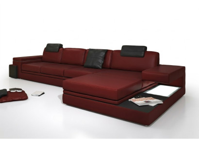 Red Design Sofa do salonu Materiał Sofa Podkładka Narożnik Włókienniczy Ustawić LED + USB