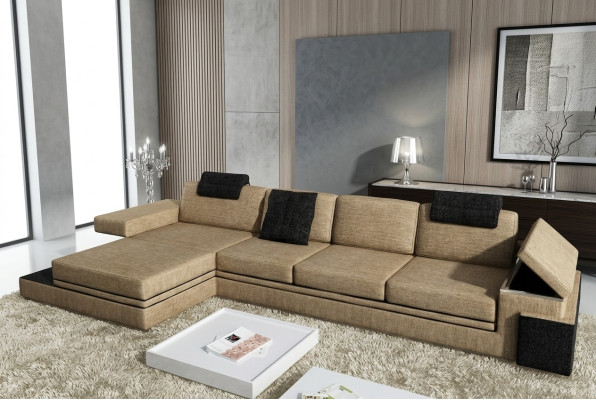Nowoczesny wystrój salonu Sofa Włókienniczy Materiał Sofa Podkładka Narożnik Ustawić LED + USB