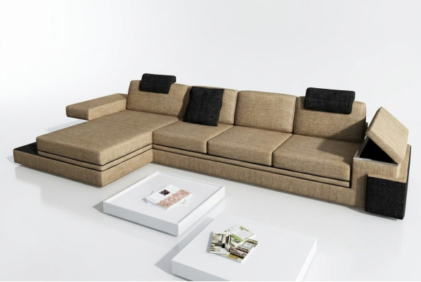 Nowoczesny wystrój salonu Sofa Włókienniczy Materiał Sofa Podkładka Narożnik Ustawić LED + USB