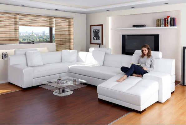 Skórzana sofa z USB Żywy krajobraz Narożnikowa kanapa Narożnik Ustaw Design Modern Sofa A1111