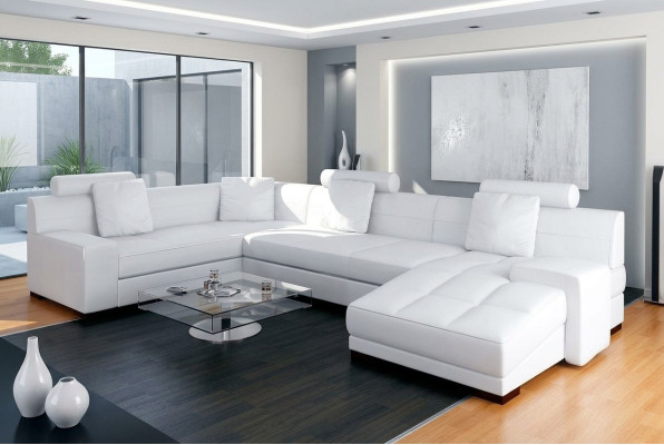 Skórzana sofa z USB Żywy krajobraz Narożnikowa kanapa Narożnik Ustaw Design Modern Sofa A1111