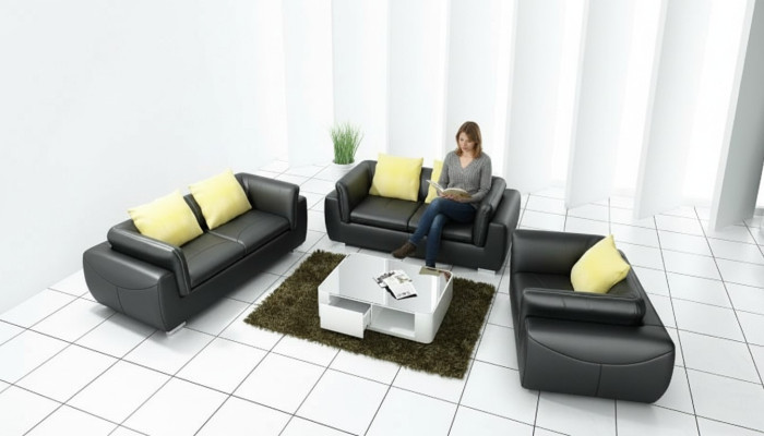 Skórzana sofa z USB Żywy krajobraz 3+2+1 miejsce do siedzenia Ustawić Design Modern Sofa Couch