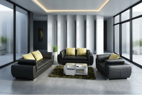 Skórzana sofa z USB Żywy krajobraz 3+2+1 miejsce do siedzenia Ustawić Design Modern Sofa Couch