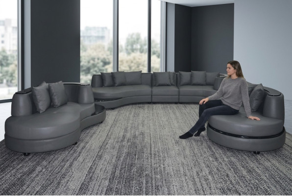 Luxury Living Narożnik Skóra Ustawić Krajobraz Podkładka Narożnik XXL Duża Sofa U Shape + USB