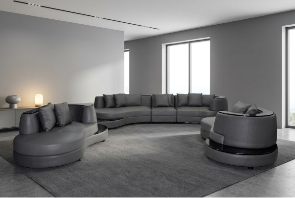 Luxury Living Narożnik Skóra Ustawić Krajobraz Podkładka Narożnik XXL Duża Sofa U Shape + USB