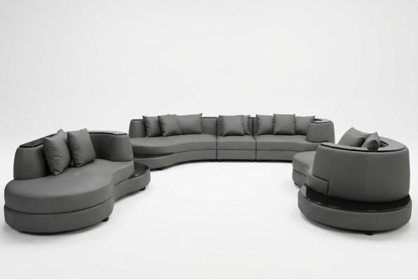 Luxury Living Narożnik Skóra Ustawić Krajobraz Podkładka Narożnik XXL Duża Sofa U Shape + USB