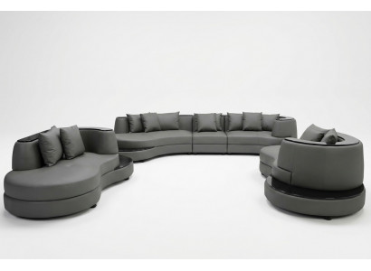 Luxury Living Narożnik Skóra Ustawić Krajobraz Podkładka Narożnik XXL Duża Sofa U Shape + USB