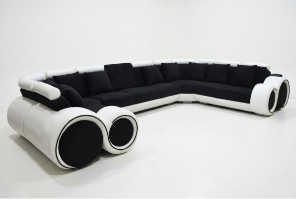 Narożnik Skóra Modern XXL Couch Żywy krajobraz Skórzana Sofa Sofa Kształt U A1163 z USB