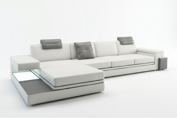 Designerska skórzana sofa sofa z USB,Podkładka Żywy krajobraz Narożnik Ustawić Narożnik Tachau