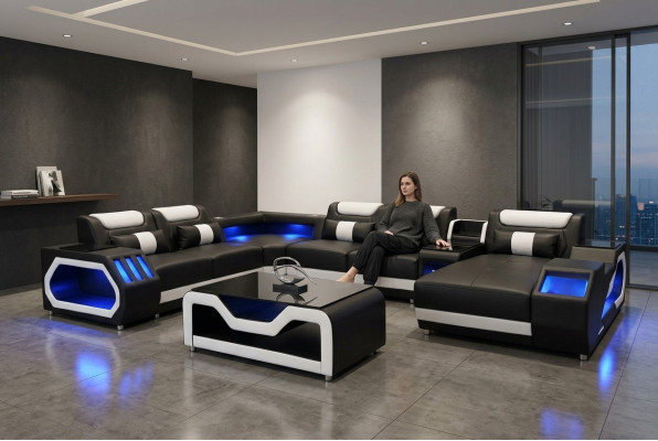 Design Skóra Podkładka Siedziba Narożnik Krajobraz Pokój New Living Sofa Podkładka Narożnik USB