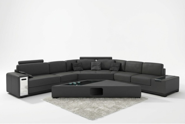 Skórzana sofa Narożnikowa kanapa Sofa z USB Podkładka Designer Zestaw narożny Żywy krajobraz LimaS