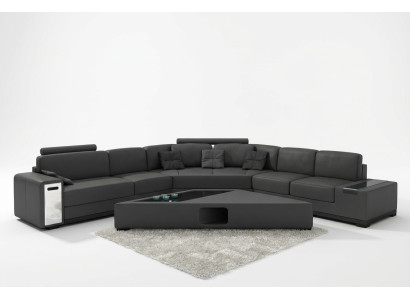 Skórzana sofa Narożnikowa kanapa Sofa z USB Podkładka Designer Zestaw narożny Żywy krajobraz LimaS