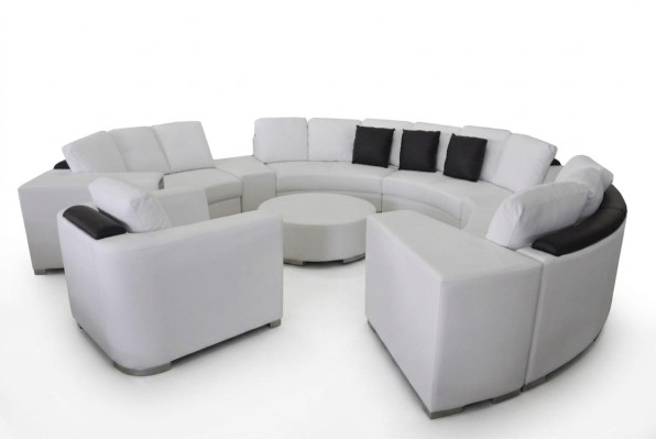 Żywy krajobraz Okrągły Narożnikowa kanapa Skóra Okrągły Kanapa Ustawić Sofa Kanapa Narożnik + USB