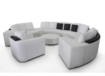 Żywy krajobraz Okrągły Narożnikowa kanapa Skóra Okrągły Kanapa Ustawić Sofa Kanapa Narożnik + USB