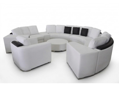 Żywy krajobraz Okrągły Narożnikowa kanapa Skóra Okrągły Kanapa Ustawić Sofa Kanapa Narożnik + USB