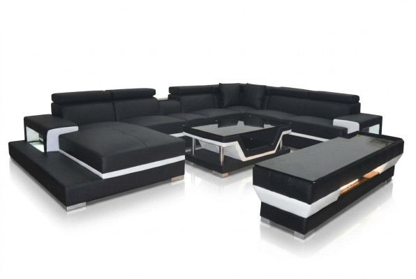 Skórzana sofa w kształcie U w nowoczesnym stylu dla salonu