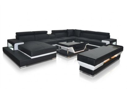 Skórzana sofa w kształcie U w nowoczesnym stylu dla salonu