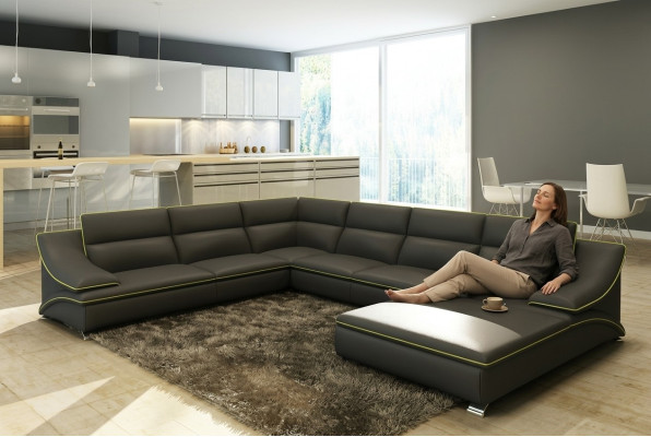 Narożnikowa kanapa z USB skórzana sofa Podkładka Żywy krajobraz Couch Sofa Zestaw narożny w kształcie litery U