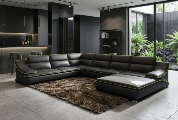 Narożnikowa kanapa z USB skórzana sofa Podkładka Żywy krajobraz Couch Sofa Zestaw narożny w kształcie litery U