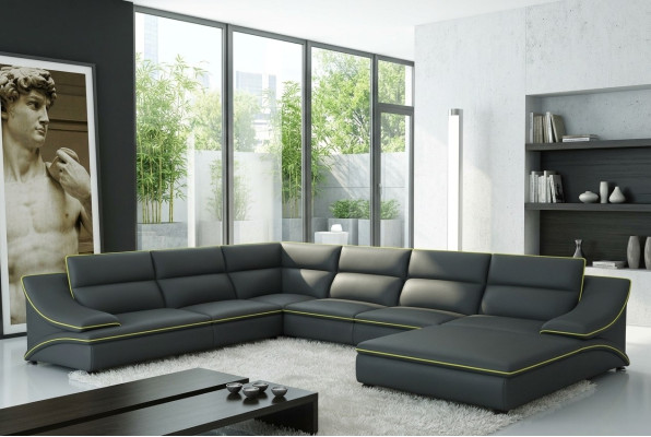 Narożnikowa kanapa z USB skórzana sofa Żywy krajobraz Couch Siedziba Narożnik Ustawić U Form EltmannG