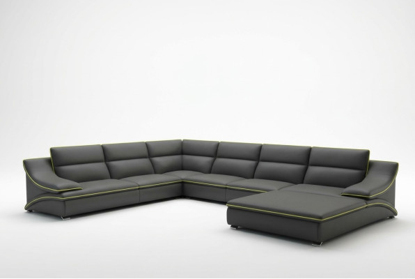 Narożnikowa kanapa z USB skórzana sofa Żywy krajobraz Couch Siedziba Narożnik Ustawić U Form EltmannG