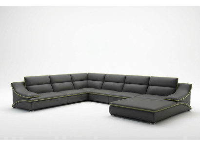 Narożnikowa kanapa z USB skórzana sofa Żywy krajobraz Couch Siedziba Narożnik Ustawić U Form EltmannG