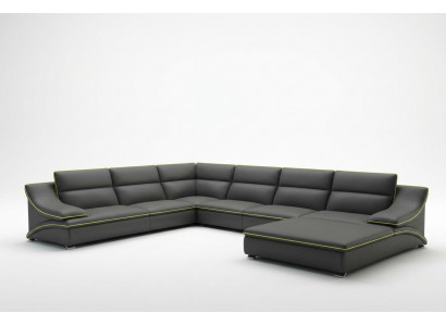 Narożnikowa kanapa z USB skórzana sofa Żywy krajobraz Couch Siedziba Narożnik Ustawić U Form EltmannG