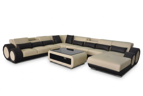 Skórzana sofa Żywy krajobraz Ustawić Design Nowoczesna Narożnik Sofa Kształt U G8035+USB