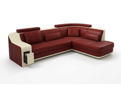 Narożnikowa kanapa Skóra Włókienniczy Sofa z USB Podkładka Żywy krajobraz L Ustawić Siedziba Isching