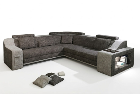 Narożnikowa kanapa Skóra Włókienniczy Sofa z USB Podkładka Żywy krajobraz L Ustawić Siedziba Isching