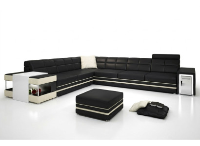 Narożnikowa kanapa Sofa USB Podkładka Skóra Żywy krajobraz Narożnik Ustawić LForm skórzana sofa 3026